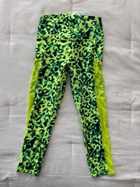 Fabletics Neon Green Leopard Print Leggings